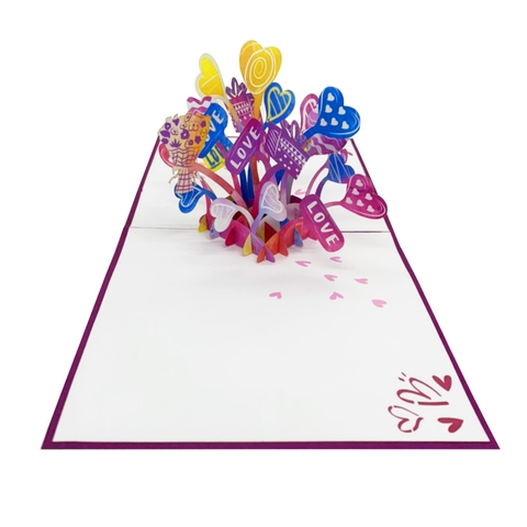 Love Hearts Explosion Pop Up Card