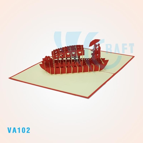 Boat Of Flowers Pop Up Card