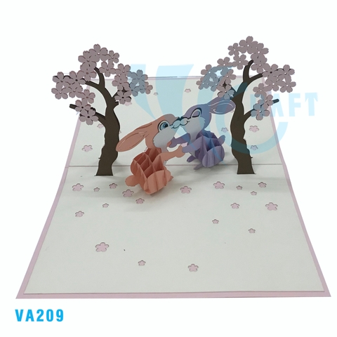 Rabbit Couple Pop Up Card
