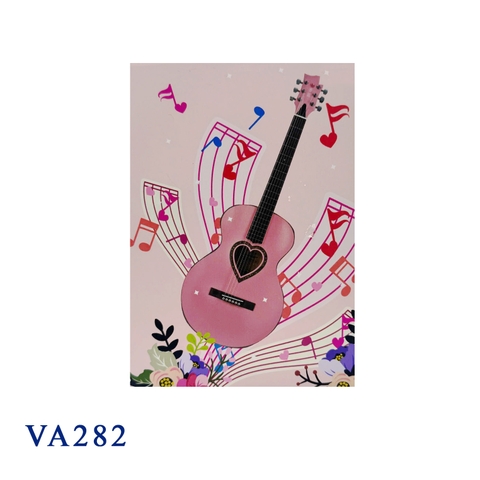 Valentine Pink Guitar 3D Pop Up Card