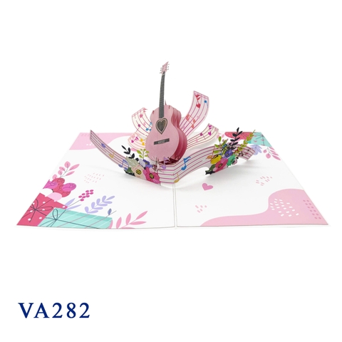 Valentine Pink Guitar 3D Pop Up Card