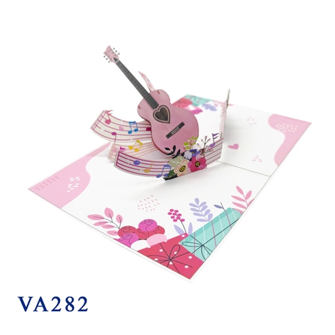 Valentine Pink Guitar 3D Pop Up Card