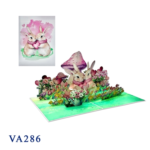 Romantic Pop-up Card with Lovely Rabbits