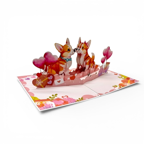 Corgi Love 3D Pop-Up Card
