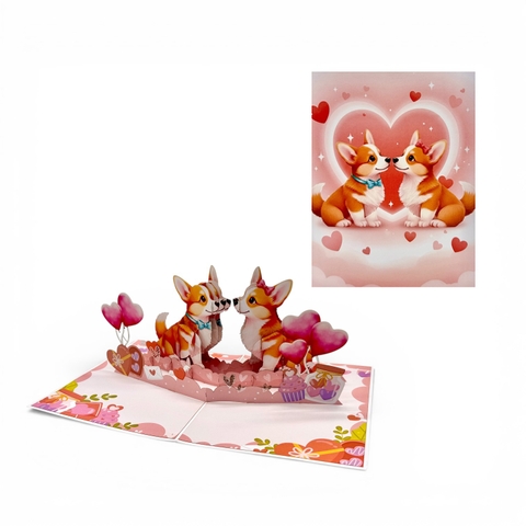 Corgi Love 3D Pop-Up Card