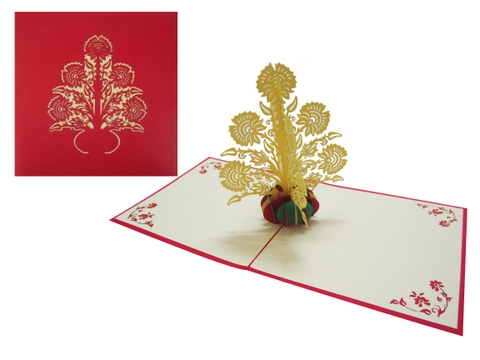 Vase Of Chrysanthemum Flowers Pop Up Card