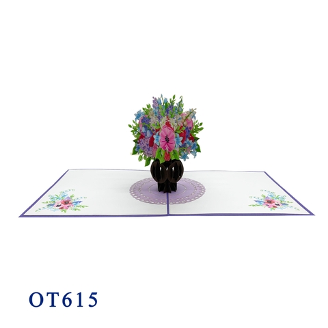 Vase Of Poppy Flowers Pop Up Card