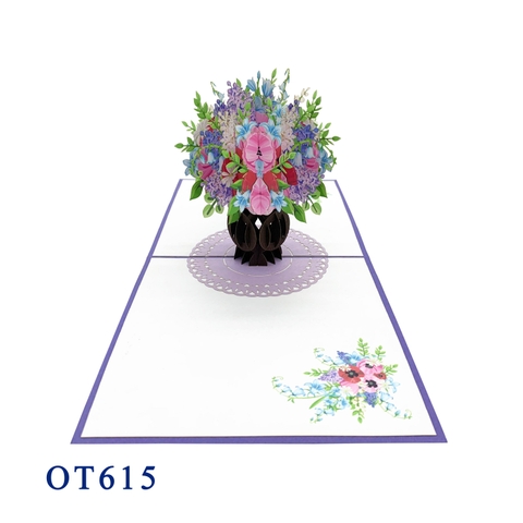 Vase Of Poppy Flowers Pop Up Card