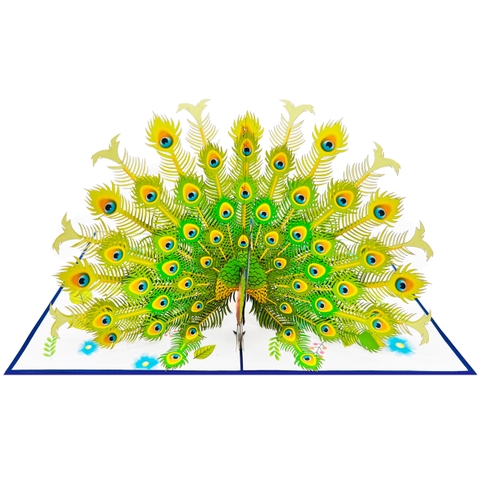 Green Peacock Pop Up Card