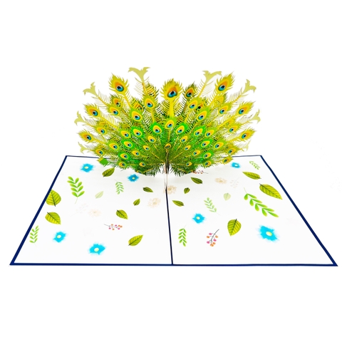 Green Peacock Pop Up Card