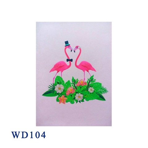 Flamingo Couple Pop Up Card