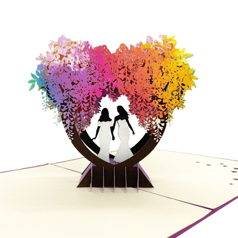 Wedding Couple Female Pop Up Card