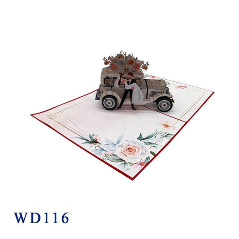 Wedding Car Just Married Pop Up Card