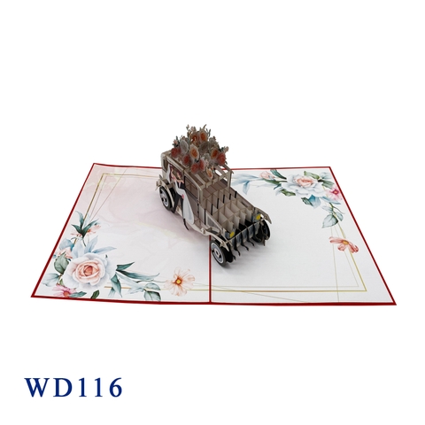Wedding Car Just Married Pop Up Card