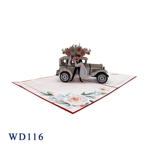 Wedding Car Just Married Pop Up Card