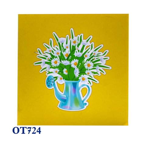 White Daisy Flowers Pot Pop Up Card