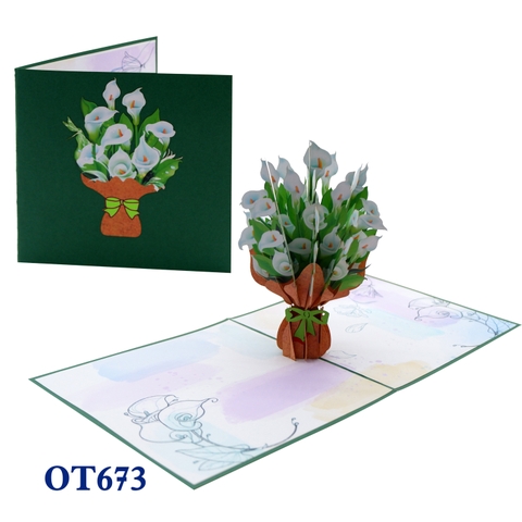 White Rum Flowers Pop Up Card