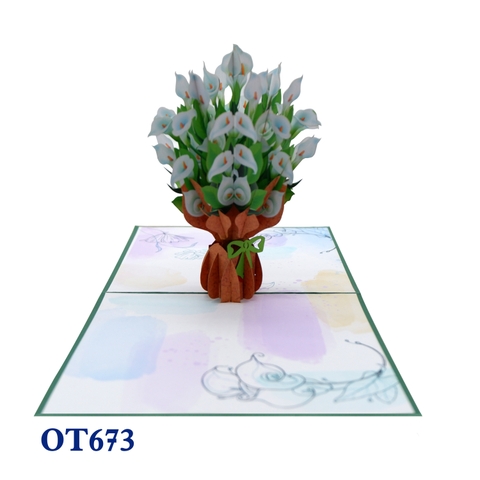 White Rum Flowers Pop Up Card