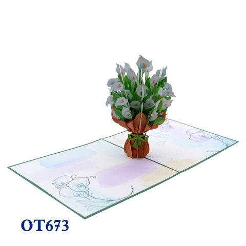 White Rum Flowers Pop Up Card