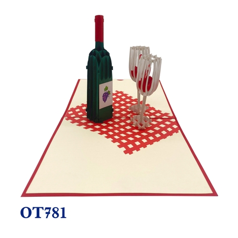 Wine Bottle and Glass Pop Up Card