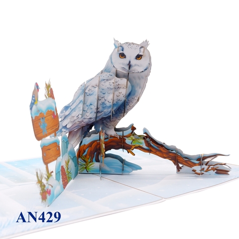 Winter White Owl Pop Up Card
