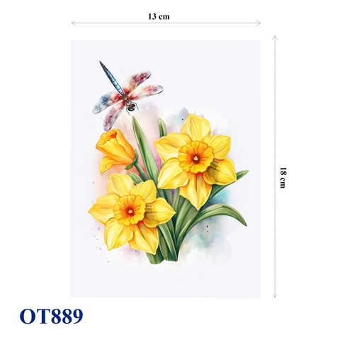 Yellow Daffodils Dragonfly Pop Up Card