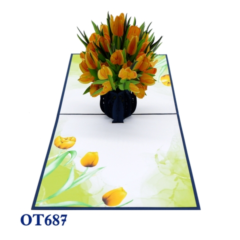 Yellow Tulip Flowers Pop Up Card