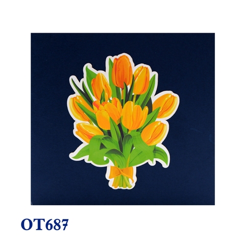 Yellow Tulip Flowers Pop Up Card