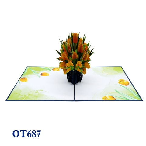 Yellow Tulip Flowers Pop Up Card