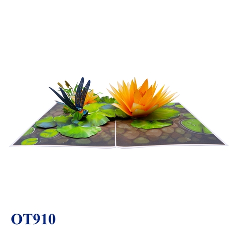 Yellow Water Lily Pop Up Greeting Card