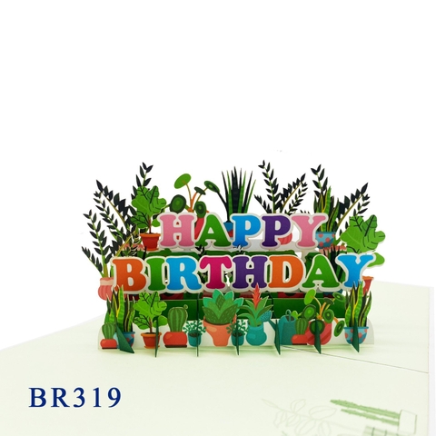 Happy Birthday Tropical Trees Pop Up Card