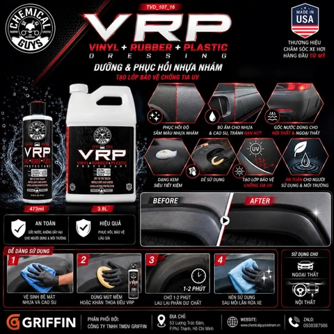 Dưỡng nhựa nhám dạng kem Chemical Guys VRP - 3.8L