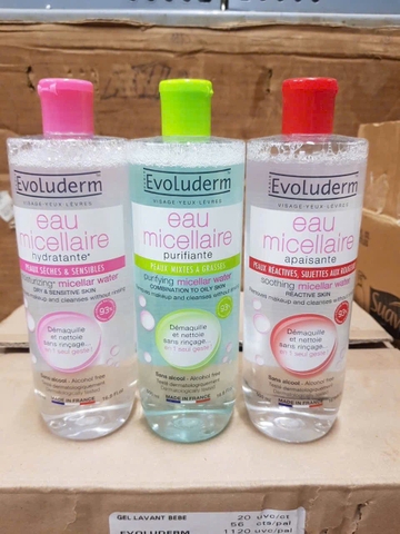 NƯỚC TẨY TRANG EVOLUDERM ĐỦ MÀU MICELLAR WATER 500ml