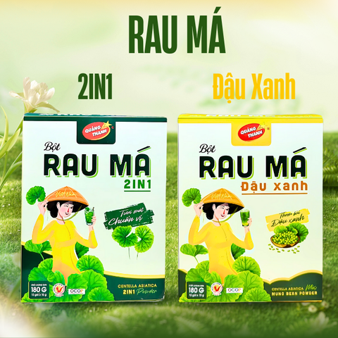Combo - Hộp bột rau má 2IN1 & Hộp bột rau má đậu xanh mới - Hộp 12 gói