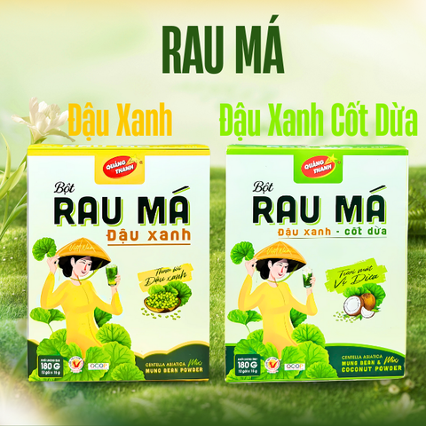 Combo - Rau Má Đậu Xanh Mới & Rau Má Đậu Xanh Cốt Dừa - Hộp 12 gói