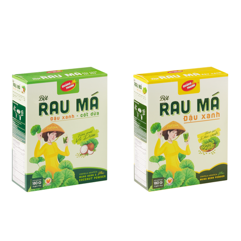 Combo - Rau Má Đậu Xanh Mới & Rau Má Đậu Xanh Cốt Dừa - Hộp 12 gói