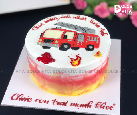 [1554] (80) Bánh sinh nhật xe cứu hỏa cho bé trai