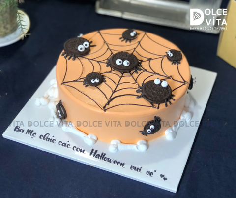 [0835] (40) Bánh Halloween trang trí chủ đề mạng nhện
