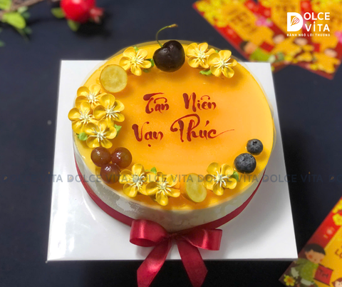 1084 (20) Passion - Bánh mousse chanh dây trang trí hoa mai ngày Tết