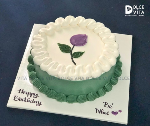 [1403] Bánh kem phong cách nhẹ nhàng, vẽ hoa đơn giản