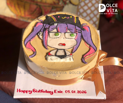 [2845] (100) Bánh kem vẽ Tokoyami Towa - Món quà dành cho Fan Vtuber/ Anime