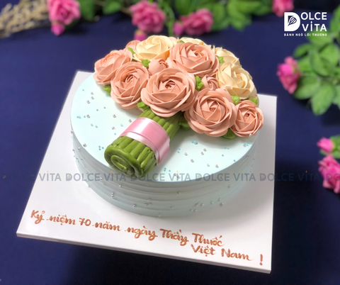 [1173] (M100-150-180) Bánh kem Mixed Fruit bó hoa – Tri ân Ngày Thầy Thuốc Việt Nam 27/2