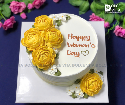 [1158] (60-80-120-150) Bánh kem mixed fruit ngày 8/3 đẹp – Hoa vàng rực rỡ, quà tặng mẹ, vợ, bạn gái