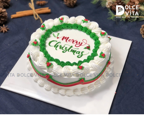 TD007 Bánh giáng sinh/ Noel/ Christmas cake phong cách retro, cổ điển