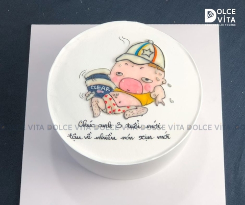 [276] (60) Bánh kem hài hước vẽ Quỳnh Aka đội nón