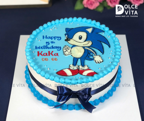 [1861] (80) Bánh kem vẽ Nhím Tốc Độ - Quà tặng cho Fan của Sonic