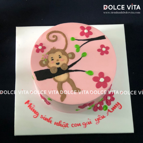 184 (70) Bánh kem cho bé gái tuổi khỉ dễ thương