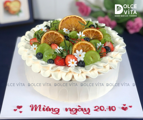 [1877] (60-90-140-160) Berry Cake trang trí trái cây, bánh quy