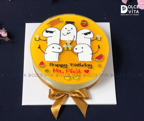 1028 (40-50-60)  Passion - Bánh mousse chanh dây vẽ hài hước mừng năm mới