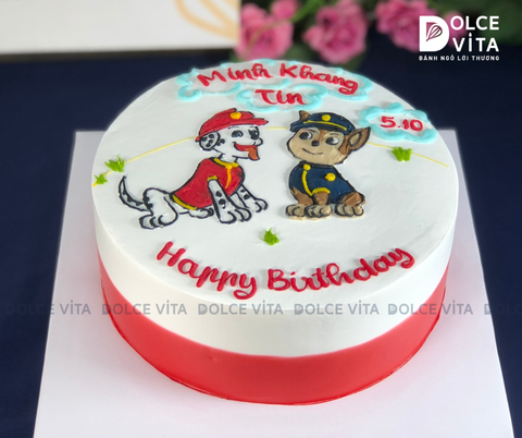 [1415] (80-120) Bánh kem vẽ chú Chó trong hoạt hình Pawtrol -  Chó cứu hộ